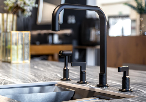 Black Faucet With Steel Sink Stylish Modern Kitchen 1